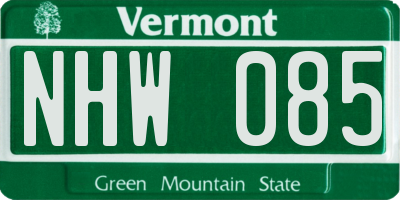 VT license plate NHW085