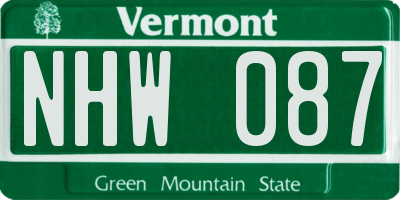 VT license plate NHW087
