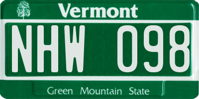 VT license plate NHW098