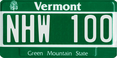VT license plate NHW100