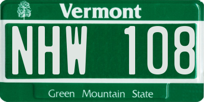 VT license plate NHW108