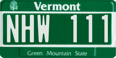 VT license plate NHW111
