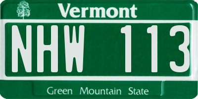 VT license plate NHW113