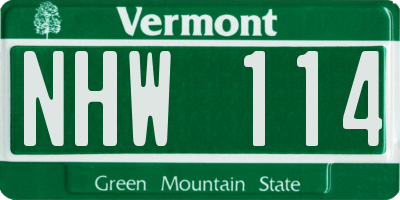 VT license plate NHW114