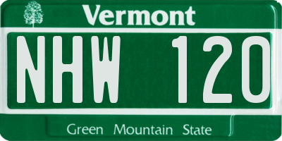 VT license plate NHW120