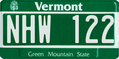 VT license plate NHW122