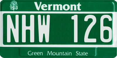 VT license plate NHW126