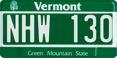VT license plate NHW130