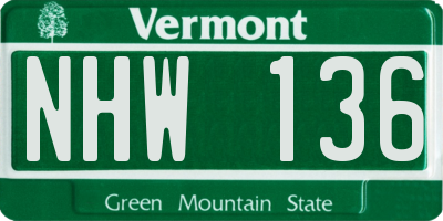 VT license plate NHW136