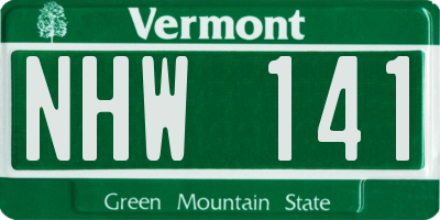 VT license plate NHW141