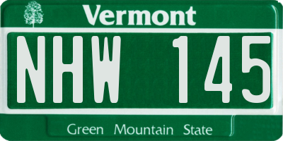 VT license plate NHW145