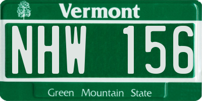 VT license plate NHW156