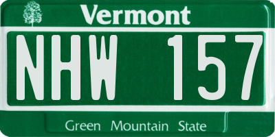 VT license plate NHW157