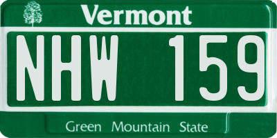 VT license plate NHW159