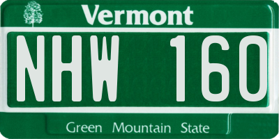 VT license plate NHW160