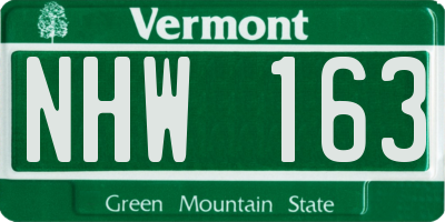 VT license plate NHW163