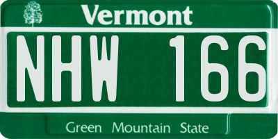 VT license plate NHW166