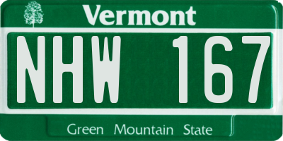VT license plate NHW167