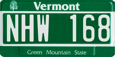 VT license plate NHW168