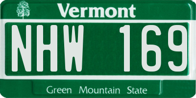 VT license plate NHW169