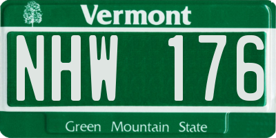 VT license plate NHW176
