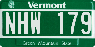 VT license plate NHW179