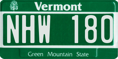VT license plate NHW180