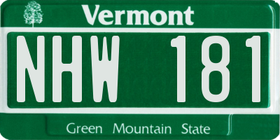 VT license plate NHW181