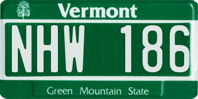 VT license plate NHW186