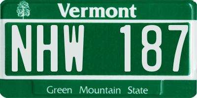 VT license plate NHW187