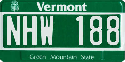 VT license plate NHW188
