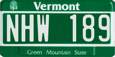 VT license plate NHW189