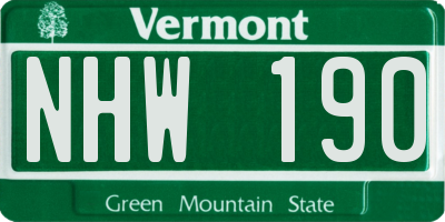 VT license plate NHW190