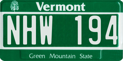VT license plate NHW194