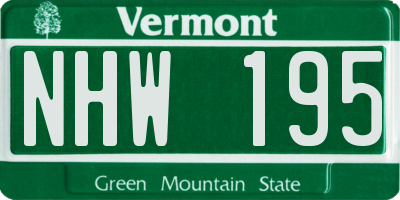 VT license plate NHW195