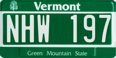 VT license plate NHW197