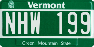 VT license plate NHW199