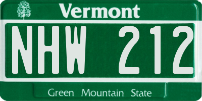 VT license plate NHW212