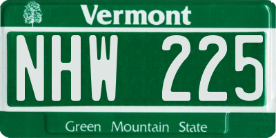 VT license plate NHW225