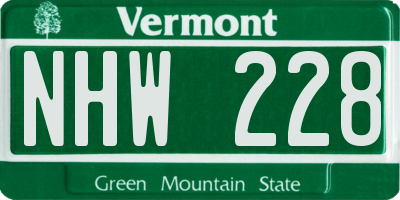 VT license plate NHW228