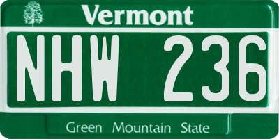 VT license plate NHW236