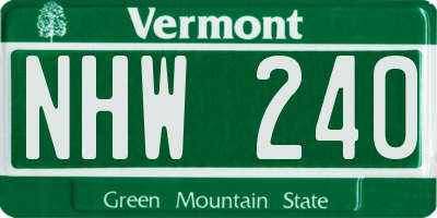 VT license plate NHW240