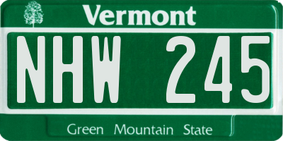 VT license plate NHW245