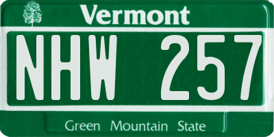 VT license plate NHW257