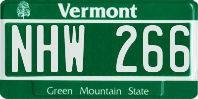 VT license plate NHW266