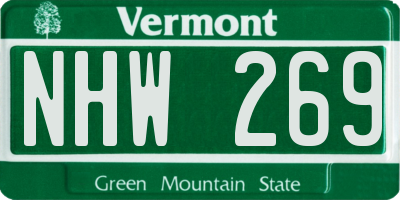 VT license plate NHW269