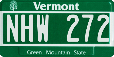 VT license plate NHW272