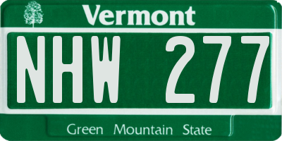 VT license plate NHW277
