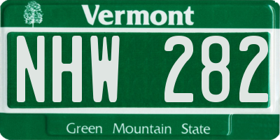 VT license plate NHW282