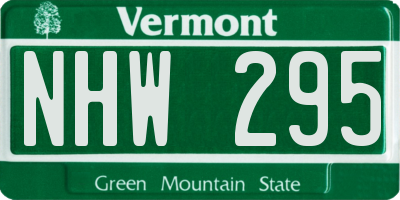 VT license plate NHW295